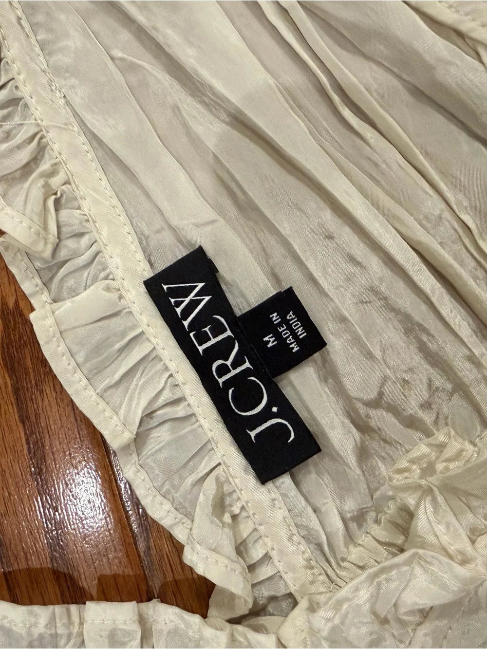 J. Crew Cream Ruffled V-Neck Peasant Blouse